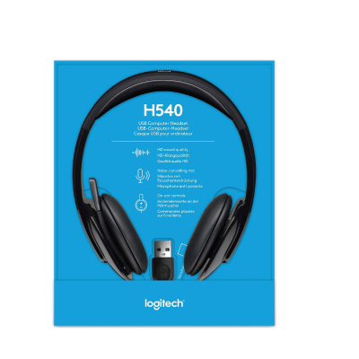 Logitech H540 USB Computer Headset with Noise-Canceling Mic