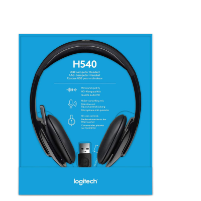 Logitech H540 USB Computer Headset with Noise-Canceling Mic