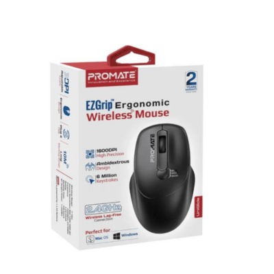 Promate UniGlide EZGrip™ Ergonomic Wireless Mouse